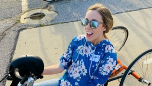 Photo of Brittany Wiseman on a recumbent trike