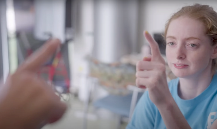 Girl participating in research