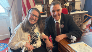 Photo of Mary Nadon Scott with one of her representatives